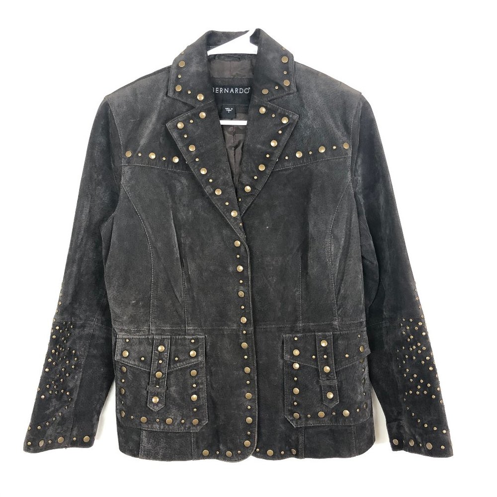 Bernardo Brown Genuine Leather Studded Jacket